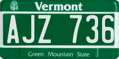 VT license plate AJZ736
