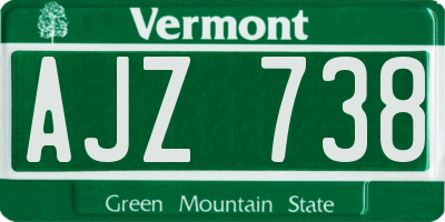 VT license plate AJZ738