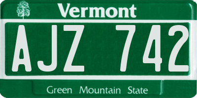 VT license plate AJZ742