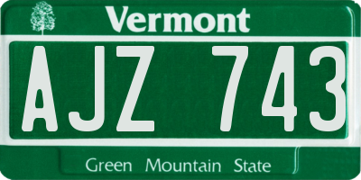 VT license plate AJZ743
