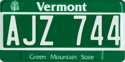 VT license plate AJZ744