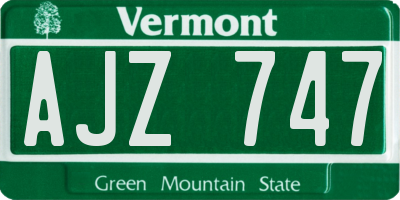 VT license plate AJZ747