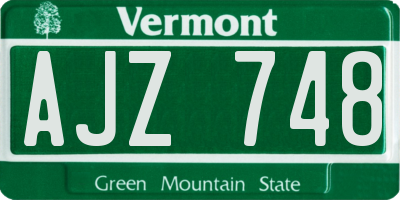 VT license plate AJZ748