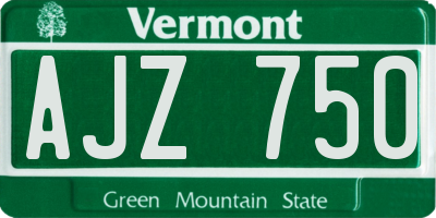 VT license plate AJZ750