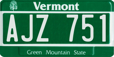 VT license plate AJZ751