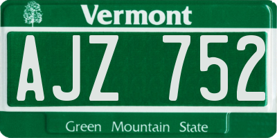 VT license plate AJZ752