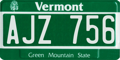 VT license plate AJZ756