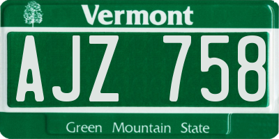 VT license plate AJZ758