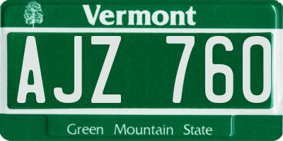 VT license plate AJZ760