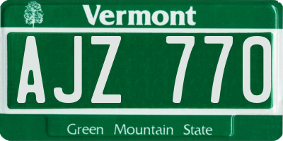 VT license plate AJZ770