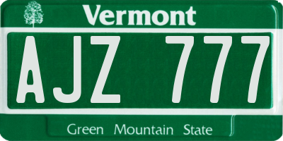 VT license plate AJZ777
