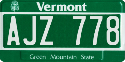 VT license plate AJZ778