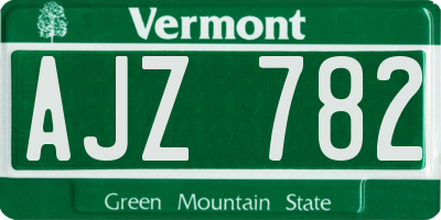 VT license plate AJZ782