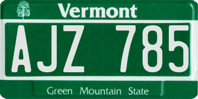 VT license plate AJZ785