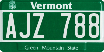 VT license plate AJZ788