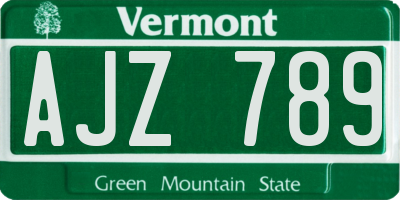 VT license plate AJZ789