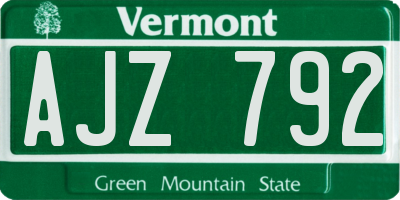VT license plate AJZ792