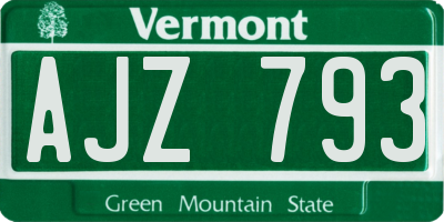 VT license plate AJZ793