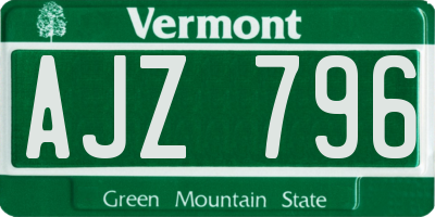 VT license plate AJZ796