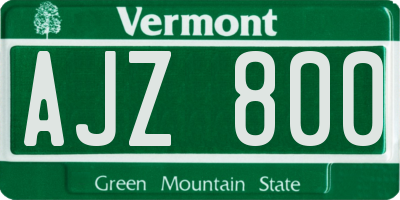 VT license plate AJZ800