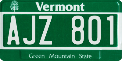 VT license plate AJZ801