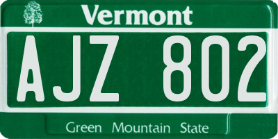 VT license plate AJZ802
