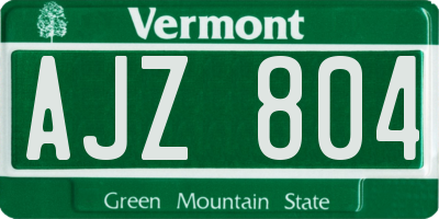 VT license plate AJZ804