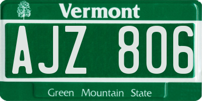 VT license plate AJZ806