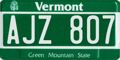 VT license plate AJZ807