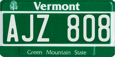 VT license plate AJZ808