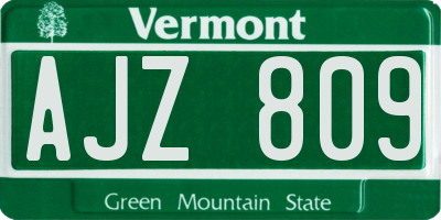 VT license plate AJZ809