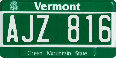 VT license plate AJZ816