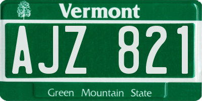 VT license plate AJZ821