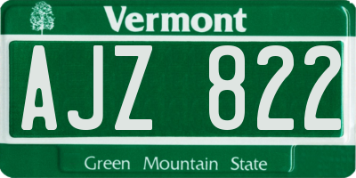 VT license plate AJZ822