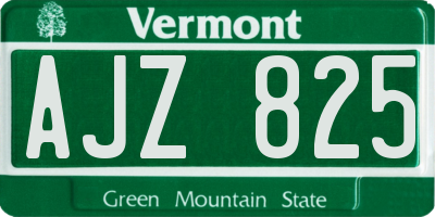 VT license plate AJZ825
