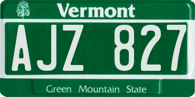 VT license plate AJZ827