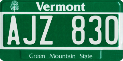 VT license plate AJZ830