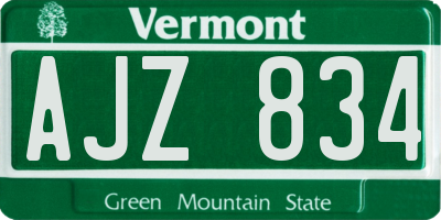 VT license plate AJZ834
