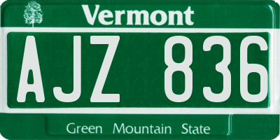 VT license plate AJZ836