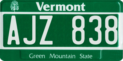 VT license plate AJZ838