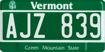 VT license plate AJZ839