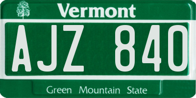 VT license plate AJZ840
