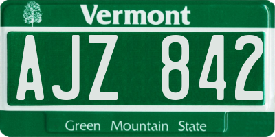 VT license plate AJZ842