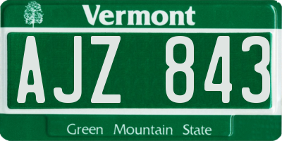VT license plate AJZ843