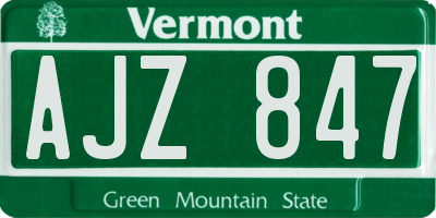 VT license plate AJZ847