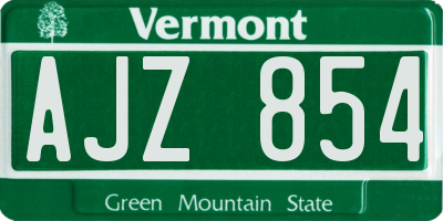 VT license plate AJZ854