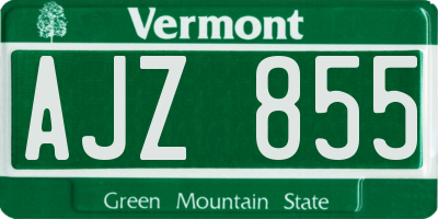 VT license plate AJZ855