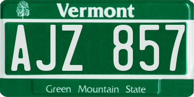 VT license plate AJZ857