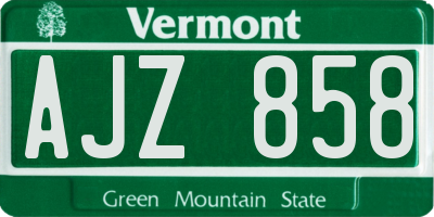 VT license plate AJZ858