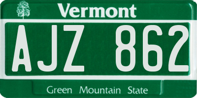 VT license plate AJZ862
